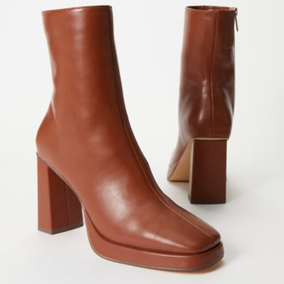 JUSTFAB BOOTIE FAUX LEATHER 3.5" BLOCK HEEL INNER ZIP 8.25"SHAFT TRUE TO SIZE - Picture 5 of 8